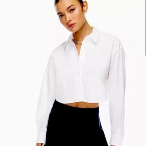 NWOT Aritzia Sunday Best White Cropped Long Sleeve Button Down Shirt
